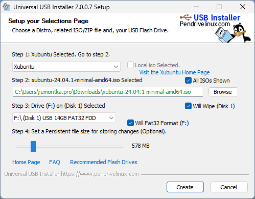 Universal USB Installer — создание загрузочных накопителей Linux и Windows